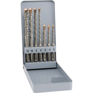 ALPEN Carbide Hammer Drill Bit Set SDS-Plus 2-Cutters F4, 7 Pieces, in Metal Case, 101115570